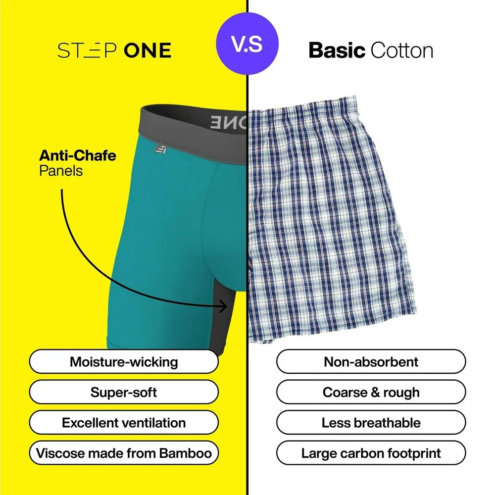 STEP Men's Black Grey ONE Boxers Shorts 5 Pack Anti Chafing Underwear XL